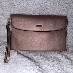 Rose Gold Metallic Clutch Wristlet